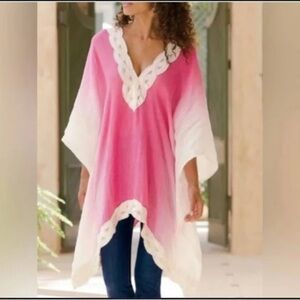 Beautiful 100% linen soft surroundings tunic top v neck
